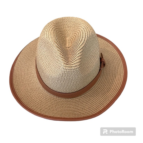 RIAH Leather Trimmed Fedora Hat - Picture 6 of 8